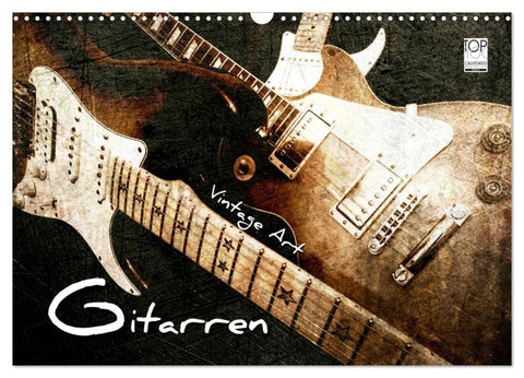 GITARREN Vintage Art (Wandkalender 2027 DIN A3 quer), CALVENDO Monatskalender