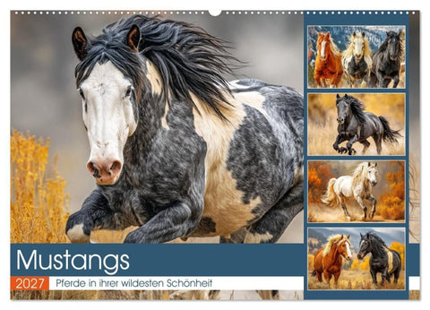 Mustangs. Pferde in ihrer wildesten Schönheit (Wandkalender 2027 DIN A2 quer), CALVENDO Monatskalender