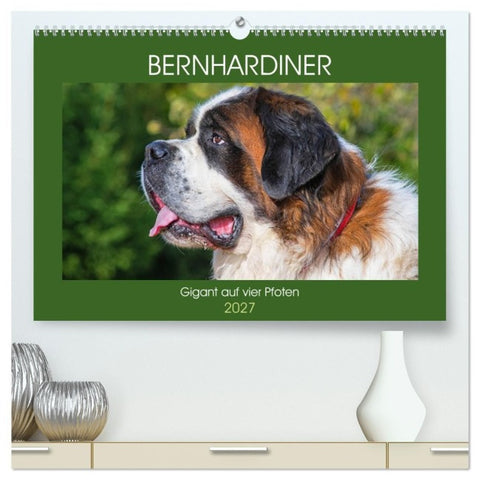 Bernhardiner - Gigant auf vier Pfoten (hochwertiger Premium Wandkalender 2027 DIN A2 quer), Kunstdruck in Hochglanz