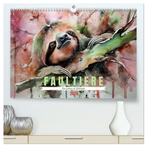 Faultiere, ein Leben in Zeitlupe (hochwertiger Premium Wandkalender 2026 DIN A2 quer), Kunstdruck in Hochglanz