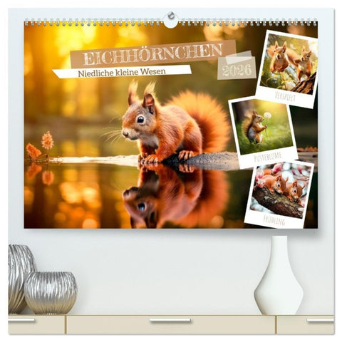 EICHHÖRNCHEN Niedliche kleine Wesen (hochwertiger Premium Wandkalender 2026 DIN A2 quer), Kunstdruck in Hochglanz