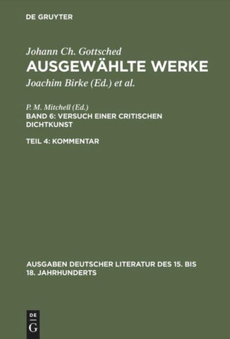 Versuch einer Critischen Dichtkunst. Kommentar