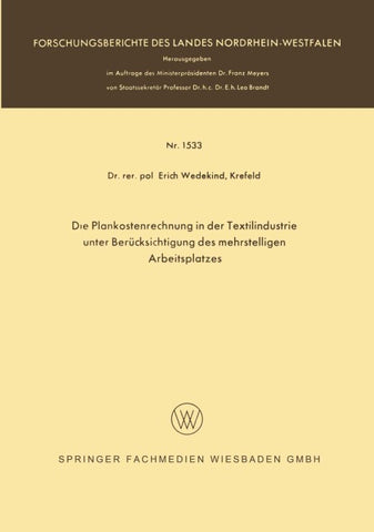Die Plankostenrechnung in der Textilindustrie unter Berücksichtigung des mehrstelligen Arbeitsplatzes