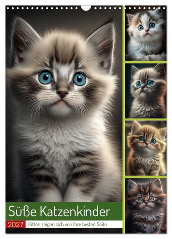 Süße Katzenkinder (Wandkalender 2027 DIN A3 hoch), CALVENDO Monatskalender