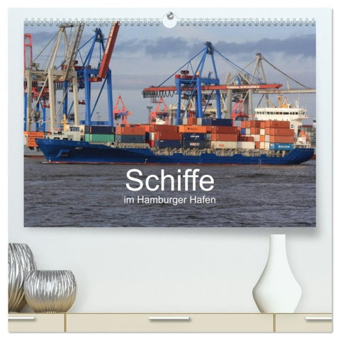 Schiffe im Hamburger Hafen (hochwertiger Premium Wandkalender 2027 DIN A2 quer), Kunstdruck in Hochglanz