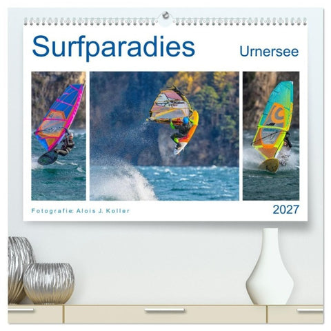 Surfparadies Urnersee (hochwertiger Premium Wandkalender 2027 DIN A2 quer), Kunstdruck in Hochglanz