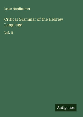 Critical Grammar of the Hebrew Language
