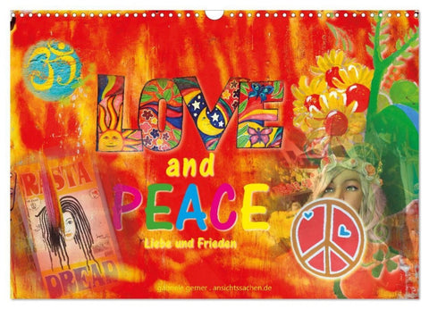 Love and Peace Liebe und Frieden (Wandkalender 2027 DIN A3 quer), CALVENDO Monatskalender