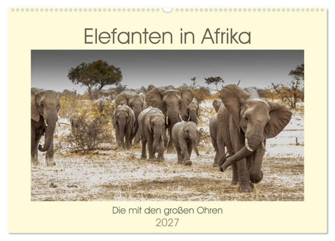 Elefanten in Afrika - Die mit den großen Ohren (Wandkalender 2027 DIN A2 quer), CALVENDO Monatskalender