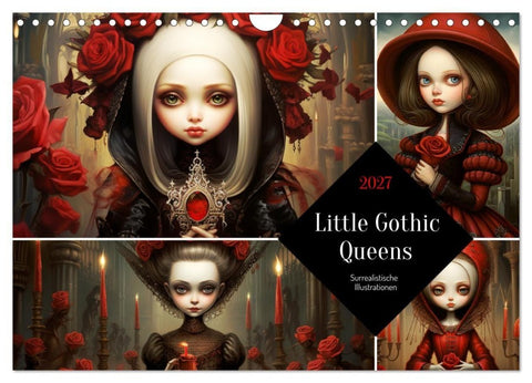 Little Gothic Queens. Surrealistische Illustrationen (Wandkalender 2027 DIN A4 quer), CALVENDO Monatskalender