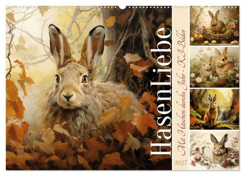 Hasenliebe (Wandkalender 2027 DIN A2 quer), CALVENDO Monatskalender