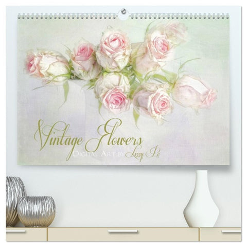 Vintage Flowers (hochwertiger Premium Wandkalender 2026 DIN A2 quer), Kunstdruck in Hochglanz