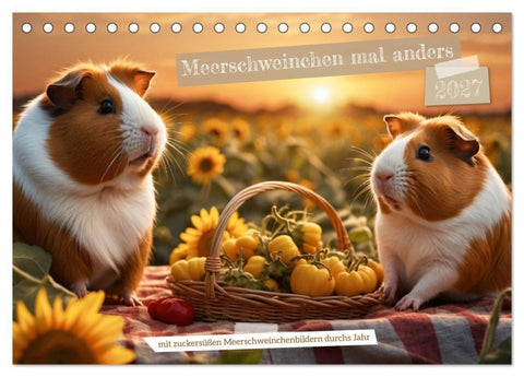 Meerschweinchen mal anders! (Tischkalender 2027 DIN A5 quer), CALVENDO Monatskalender