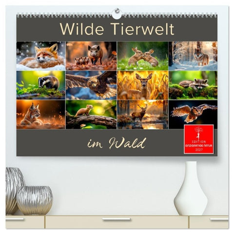 Wilde Tierwelt im Wald (hochwertiger Premium Wandkalender 2027 DIN A2 quer), Kunstdruck in Hochglanz