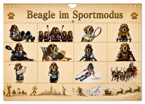 Beagle im Sportmodus (Wandkalender 2027 DIN A4 quer), CALVENDO Monatskalender