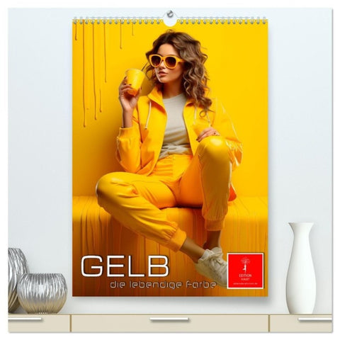 Gelb, die lebendige Farbe (hochwertiger Premium Wandkalender 2027 DIN A2 hoch), Kunstdruck in Hochglanz