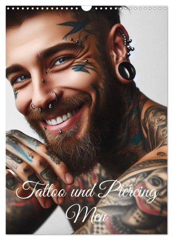Tattoo und Piercing Men (Wandkalender 2026 DIN A3 hoch), CALVENDO Monatskalender