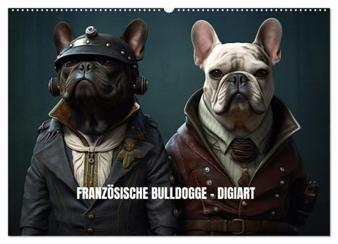 Französische Bulldogge KI Digiart (Wandkalender 2027 DIN A2 quer), CALVENDO Monatskalender