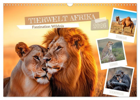 TIERWELT AFRIKA Faszination Wildnis (Wandkalender 2026 DIN A3 quer), CALVENDO Monatskalender