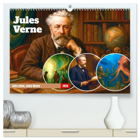 Jules Verne. Sein Leben, seine Werke (hochwertiger Premium Wandkalender 2026 DIN A2 quer), Kunstdruck in Hochglanz