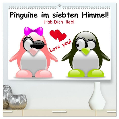 Pinguine im siebten Himmel! (hochwertiger Premium Wandkalender 2027 DIN A2 quer), Kunstdruck in Hochglanz
