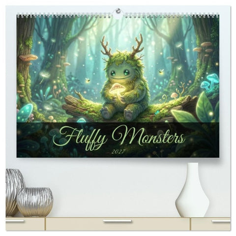 Fluffy Monsters (hochwertiger Premium Wandkalender 2027 DIN A2 quer), Kunstdruck in Hochglanz