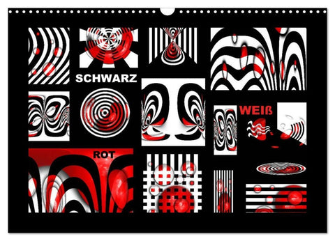 SCHWARZ, WEIß, ROT (Wandkalender 2026 DIN A3 quer), CALVENDO Monatskalender