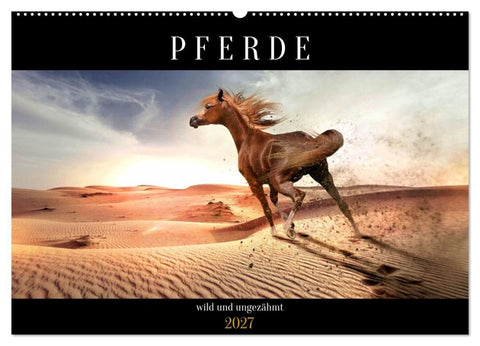Pferde - wild und ungezähmt (Wandkalender 2027 DIN A2 quer), CALVENDO Monatskalender