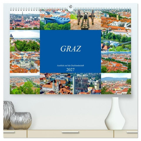 Graz - Ausblick auf die Dachlandschaft (hochwertiger Premium Wandkalender 2027 DIN A2 quer), Kunstdruck in Hochglanz