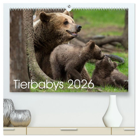 Tierbabys 2026 (hochwertiger Premium Wandkalender 2026 DIN A2 quer), Kunstdruck in Hochglanz