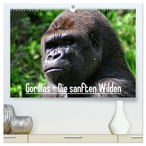 Gorillas - Die sanften Wilden (hochwertiger Premium Wandkalender 2027 DIN A2 quer), Kunstdruck in Hochglanz