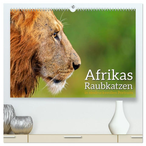 Afrikas Raubkatzen in eindrucksvollen Portraits (hochwertiger Premium Wandkalender 2027 DIN A2 quer), Kunstdruck in Hochglanz