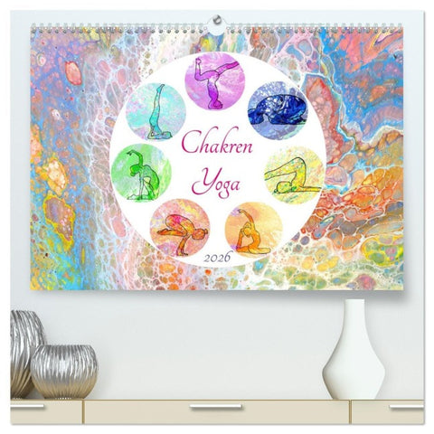 Chakren Yoga (hochwertiger Premium Wandkalender 2026 DIN A2 quer), Kunstdruck in Hochglanz