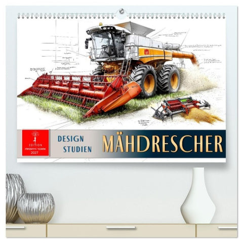 Mähdrescher - Design Studien (hochwertiger Premium Wandkalender 2027 DIN A2 quer), Kunstdruck in Hochglanz