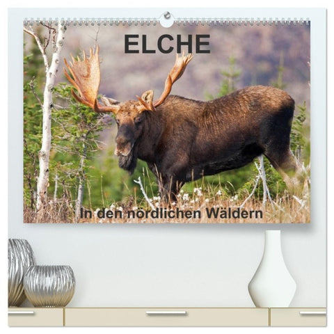 ELCHE In den nördlichen Wäldern (hochwertiger Premium Wandkalender 2027 DIN A2 quer), Kunstdruck in Hochglanz