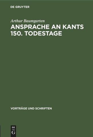 Ansprache an Kants 150. Todestage