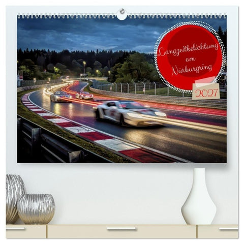 Langzeitbelichtung am Nürburgring (hochwertiger Premium Wandkalender 2027 DIN A2 quer), Kunstdruck in Hochglanz