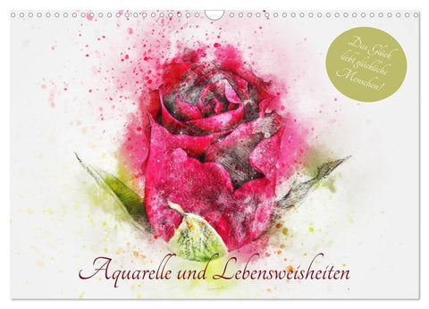 Aquarelle und Lebensweisheiten (Wandkalender 2027 DIN A3 quer), CALVENDO Monatskalender