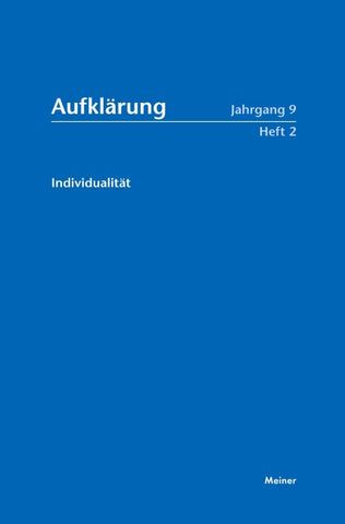 Aufklärung, Band 9/2: Individualität