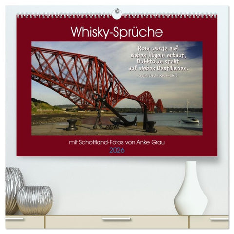 Whisky-Sprüche (hochwertiger Premium Wandkalender 2026 DIN A2 quer), Kunstdruck in Hochglanz