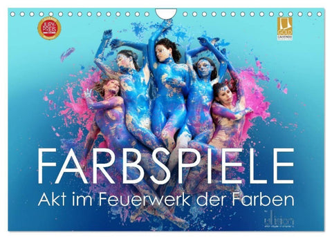 FARBSPIELE - Akt im Feuerwerk der Farben (Wandkalender 2027 DIN A4 quer), CALVENDO Monatskalender