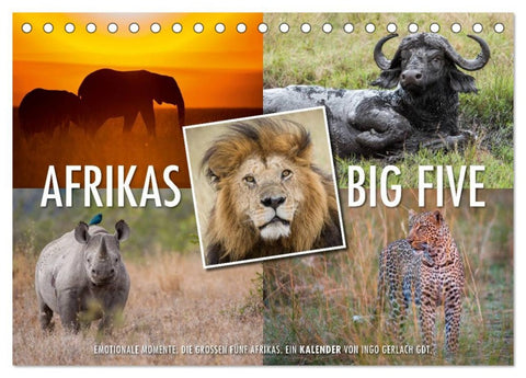 Emotionale Momente: Afrikas Big Five (Tischkalender 2026 DIN A5 quer), CALVENDO Monatskalender