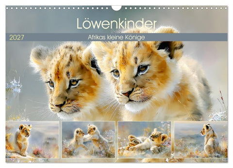 Löwenkinder. Afrikas kleine Könige (Wandkalender 2027 DIN A3 quer), CALVENDO Monatskalender