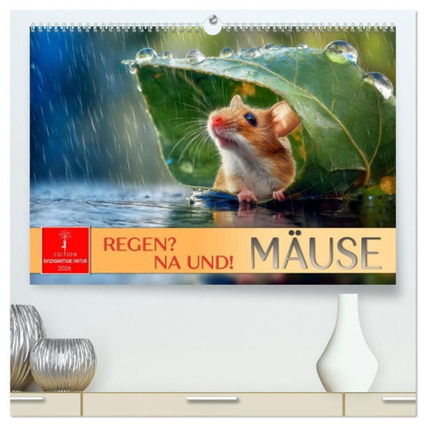 Regen? Na und! Mäuse (hochwertiger Premium Wandkalender 2026 DIN A2 quer), Kunstdruck in Hochglanz