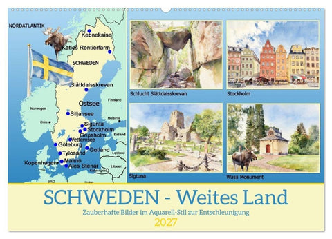 Schweden - Weites Land (Wandkalender 2027 DIN A2 quer), CALVENDO Monatskalender