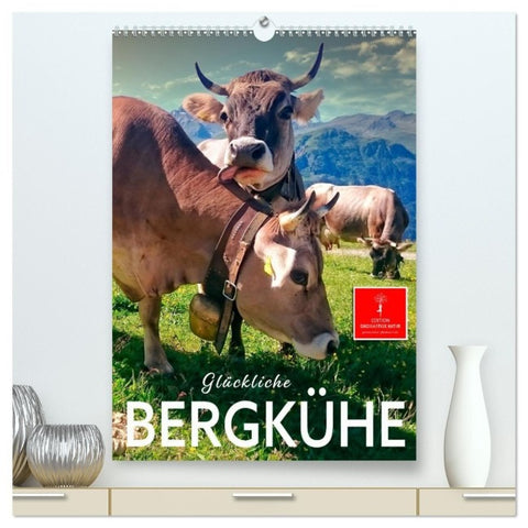 Glückliche Bergkühe (hochwertiger Premium Wandkalender 2027 DIN A2 hoch), Kunstdruck in Hochglanz