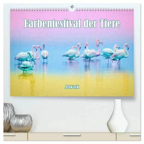 Farbenfestival der Tiere - Artwork (hochwertiger Premium Wandkalender 2027 DIN A2 quer), Kunstdruck in Hochglanz