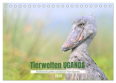 Tierwelten UGANDA (Tischkalender 2026 DIN A5 quer), CALVENDO Monatskalender