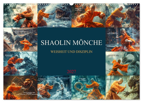 Shaolin Mönche - Weisheit und Disziplin (Wandkalender 2027 DIN A2 quer), CALVENDO Monatskalender
