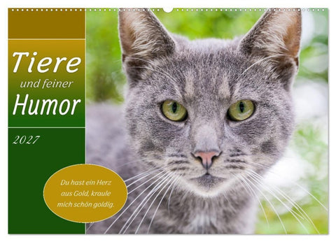 Tiere und feiner Humor (Wandkalender 2027 DIN A2 quer), CALVENDO Monatskalender